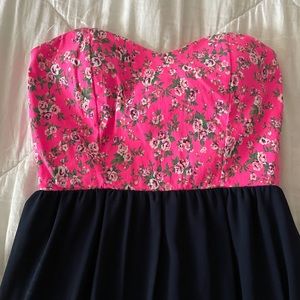 Pink and navy maxi dress